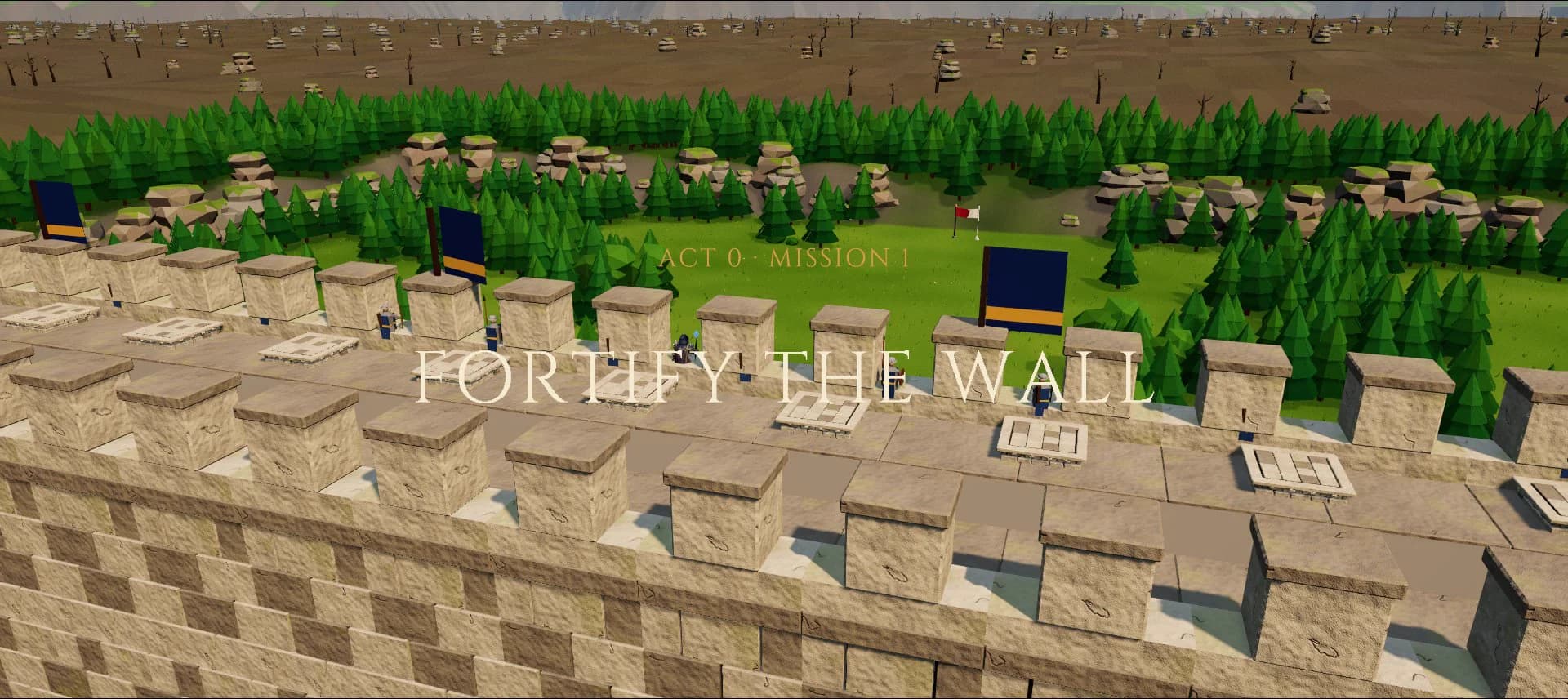 Mission 1 begins: the title Fortify the Wall over the Great Wall